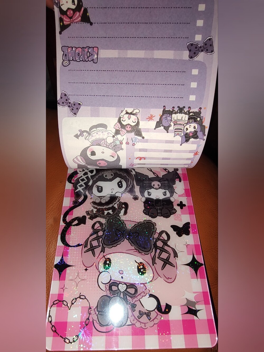New! Sanrio Family Kuromi And Melody Acrylic Clipboard With Paper